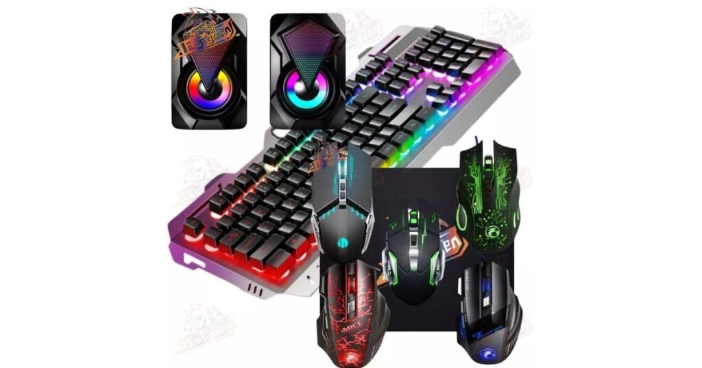 kit 5 em 1 gamer completo teclado mouse headset rgb